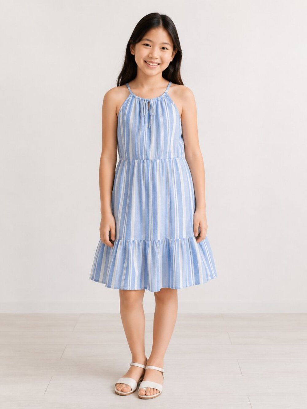 Wonder Nation Blue and White Striped Dress Girls Sz XXL (16)